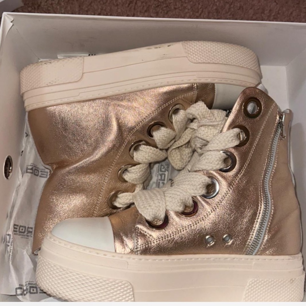 Cristian Zerotre High Top Platform Rose Gold Sneakers